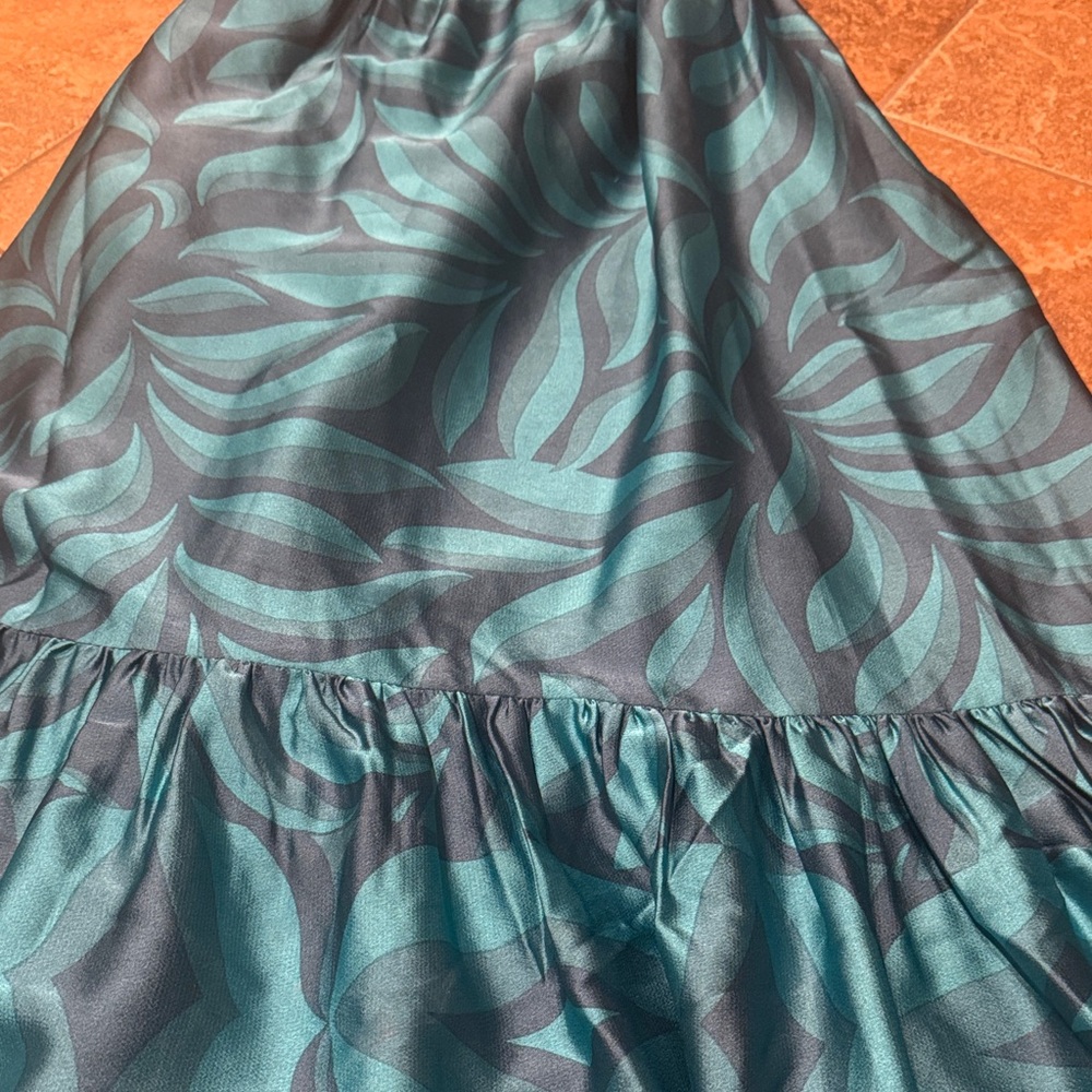 Taylor Teal Patterned Maxi Dress with side cut-outs - Picture 3 of 6
